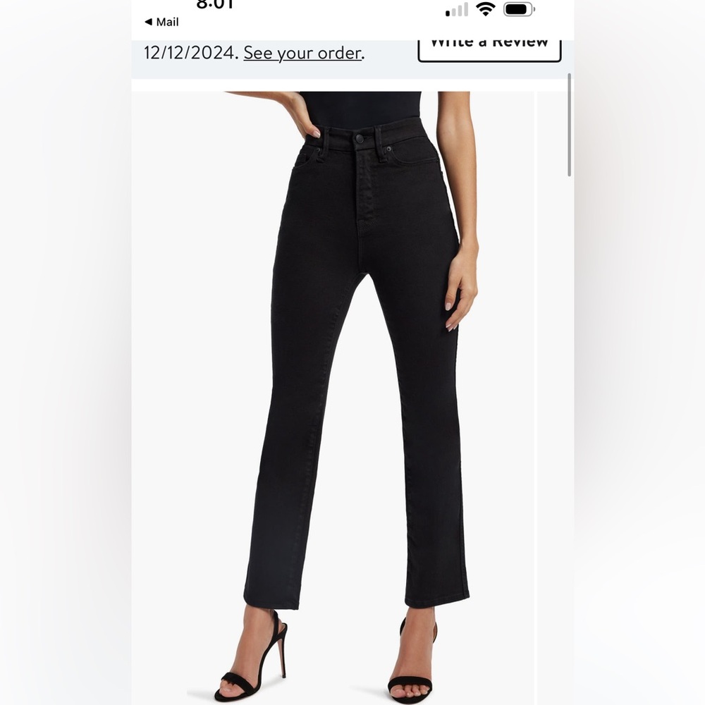 Women's Good American Good Curve High Waisted Straight Leg Jean Black